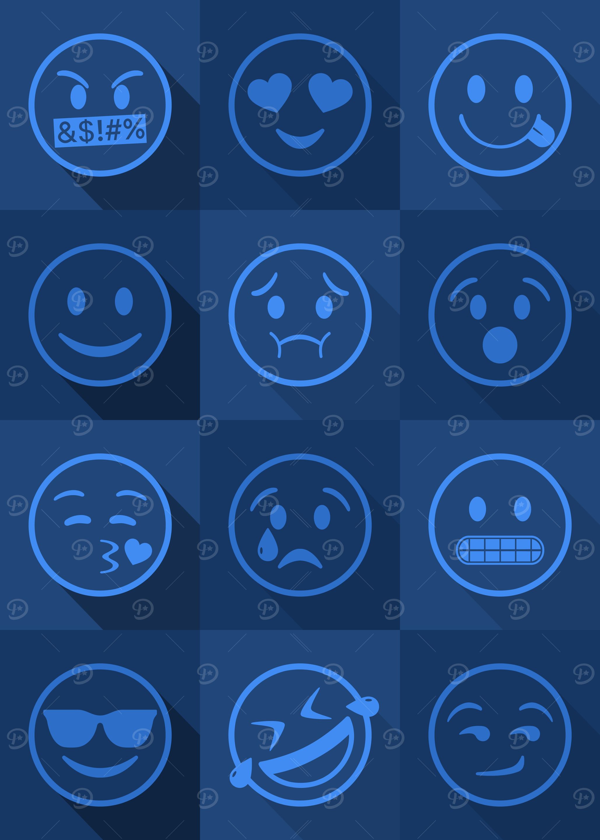 Emoji Expressions Blue