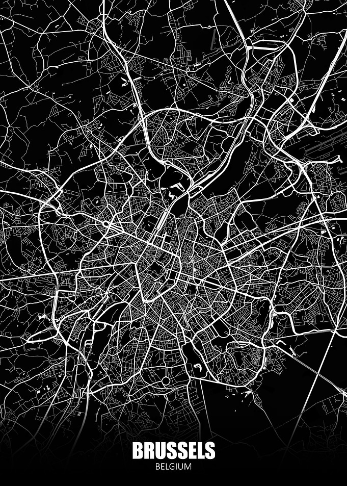 Brussels Belgium Dark Map