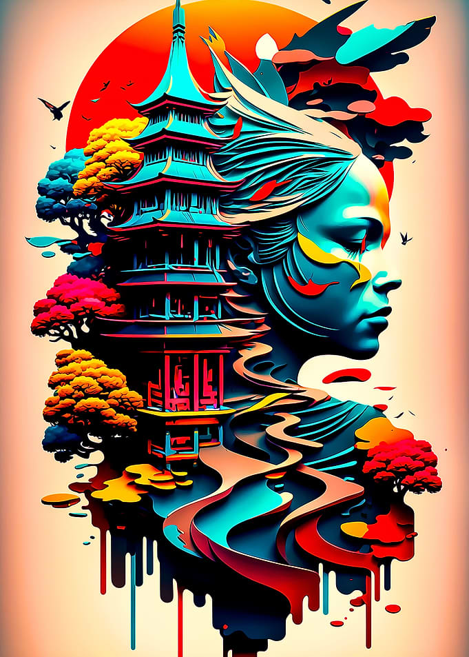 Japan Temple Abstract