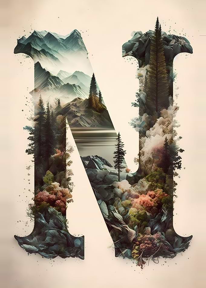 Letter N Double Exposure