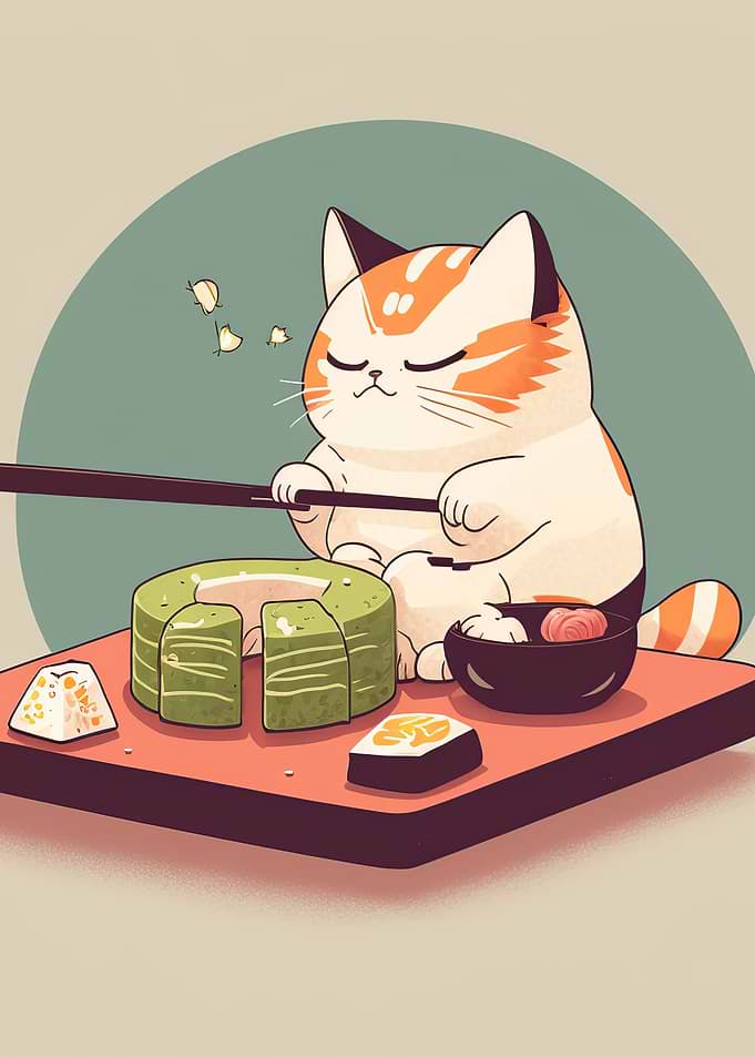 sushi cat chef japan