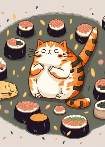 sushi cat chef japan