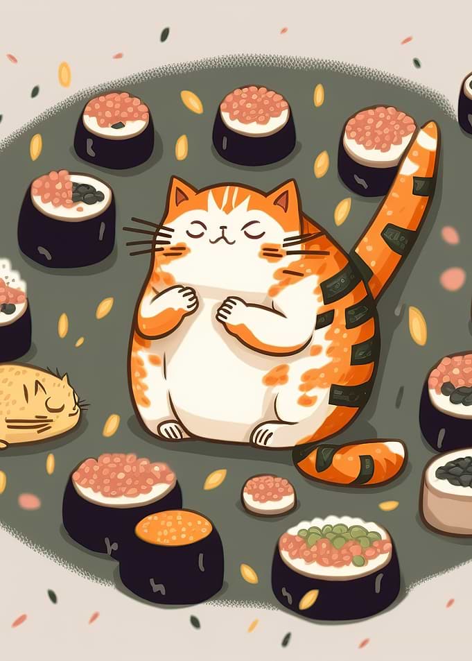 sushi cat chef japan