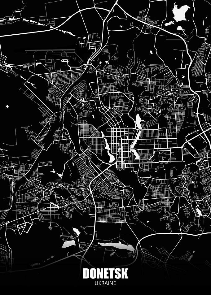 Donetsk Ukraine Dark Map