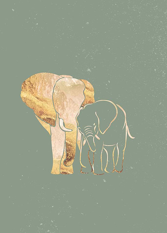 Gold sage green elephant 1