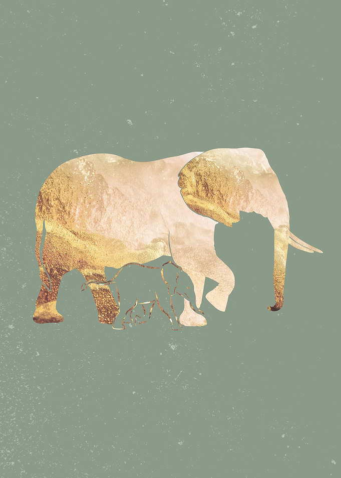 Gold Sage Green Elephant 2