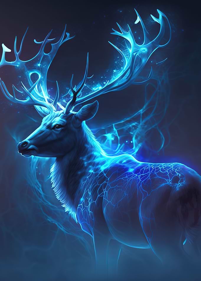 Blue Deer Glowing