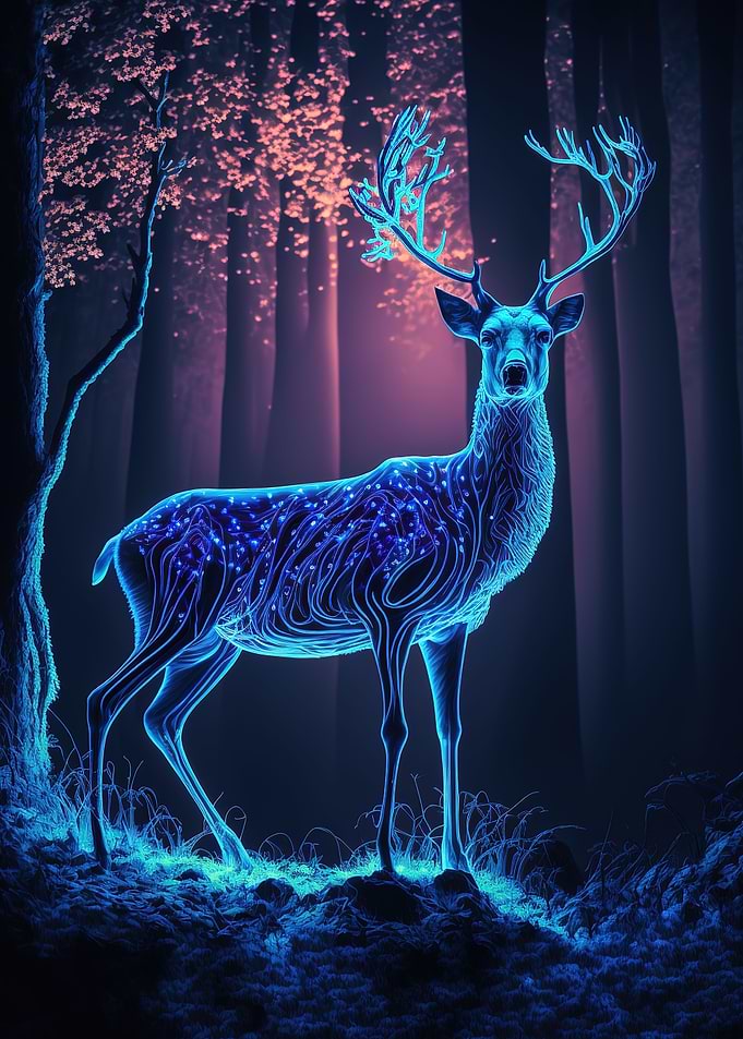 Blue Deer Glowing