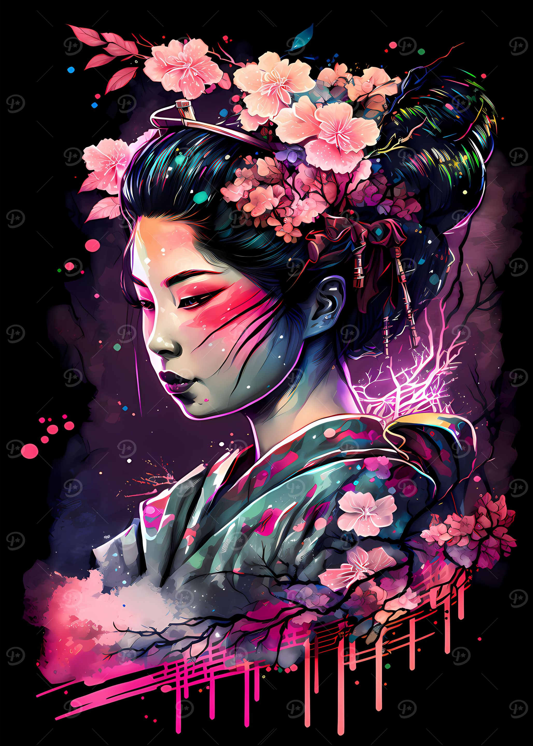 Geisha Neon Cherry Blossom