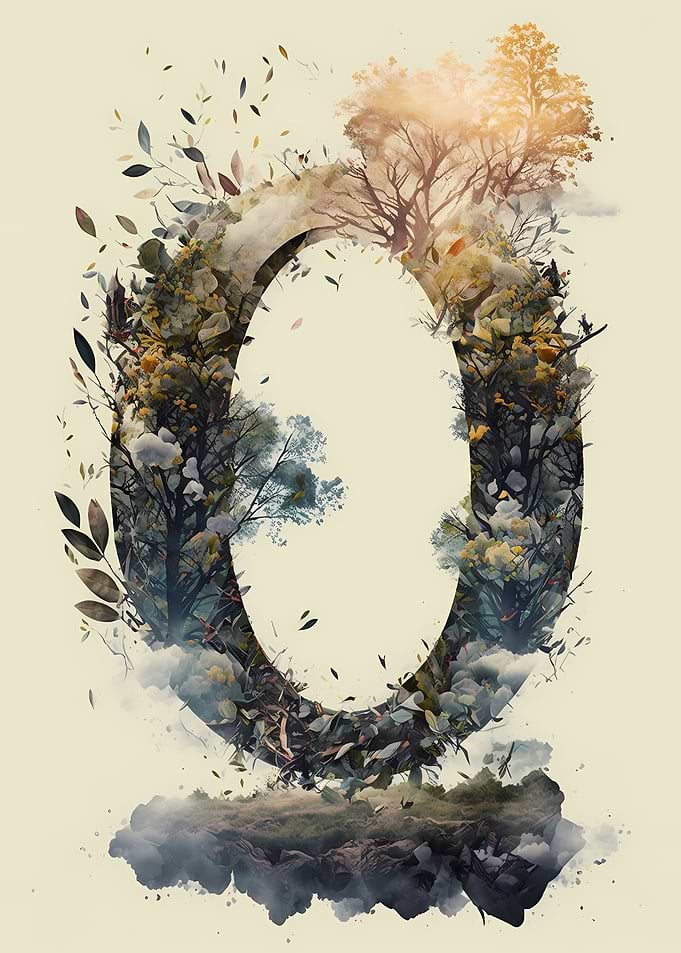 Letter O Double Exposure