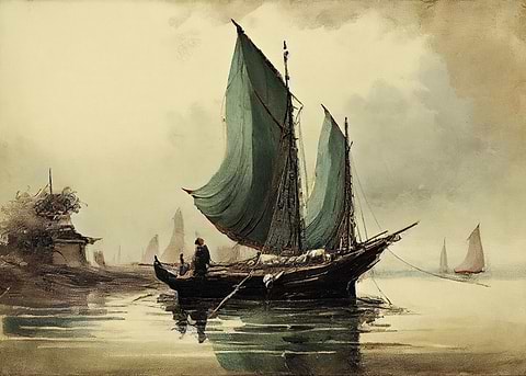 Chinese Junk Boat — living room metal wall art