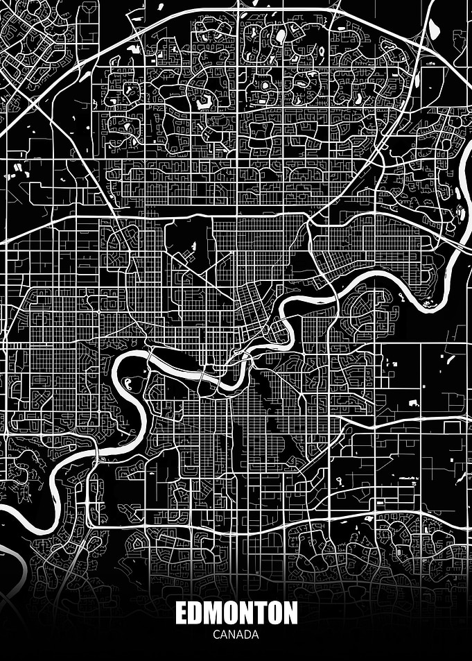 Edmonton Canada Dark Map