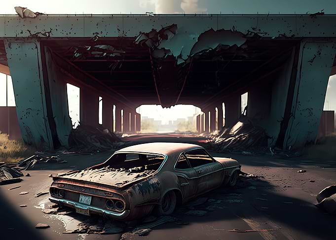 Broken Car and a Bridge