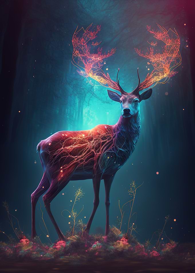 Blue Deer Glowing