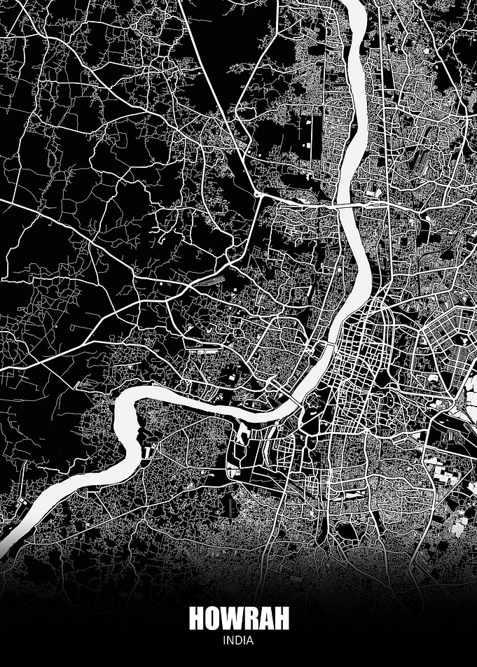 Howrah India Dark Map