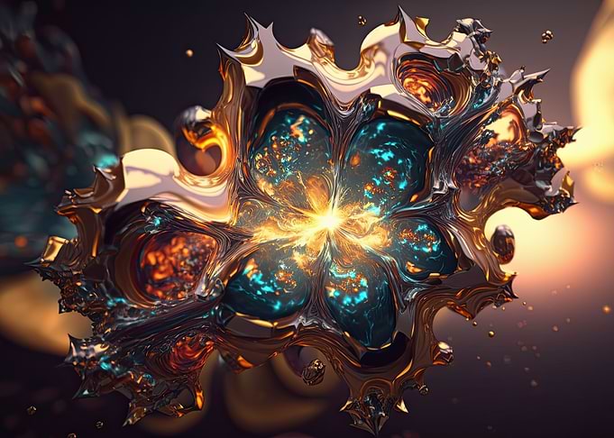 Surreal Blue Gold AI Art