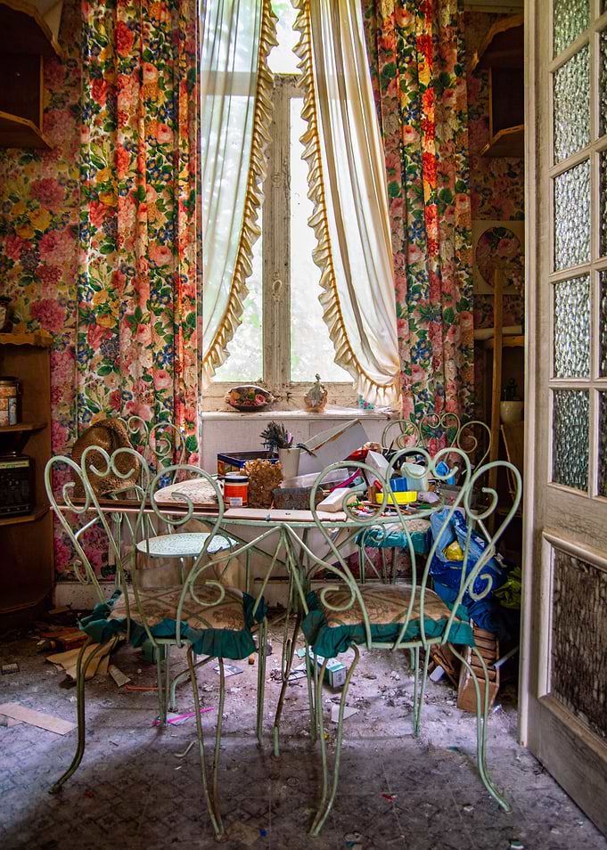 Old chairs and curtains