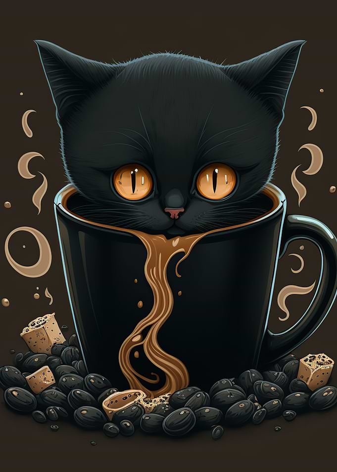 cat drinking coffee