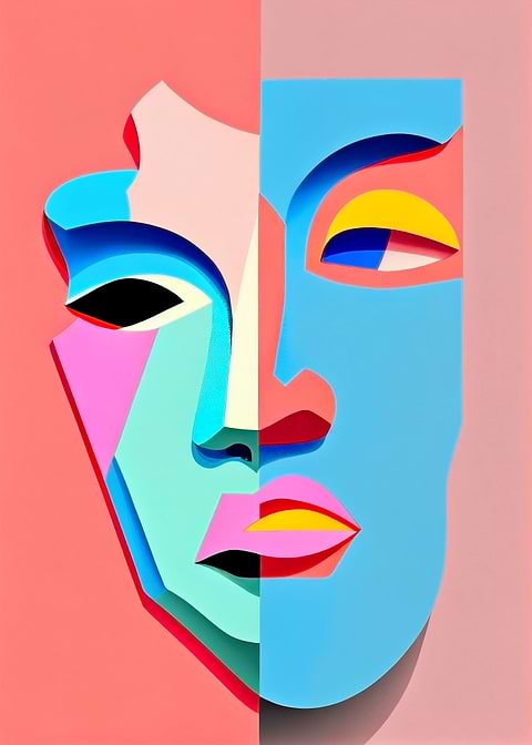 Vibrant Abstract Portrait — living room metal wall art