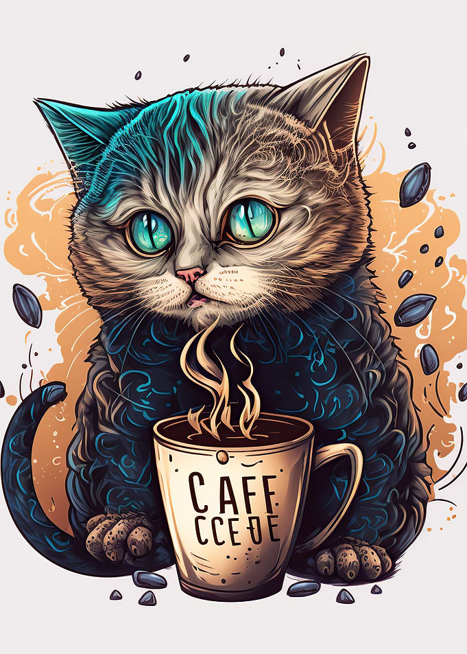 cat drinking coffee