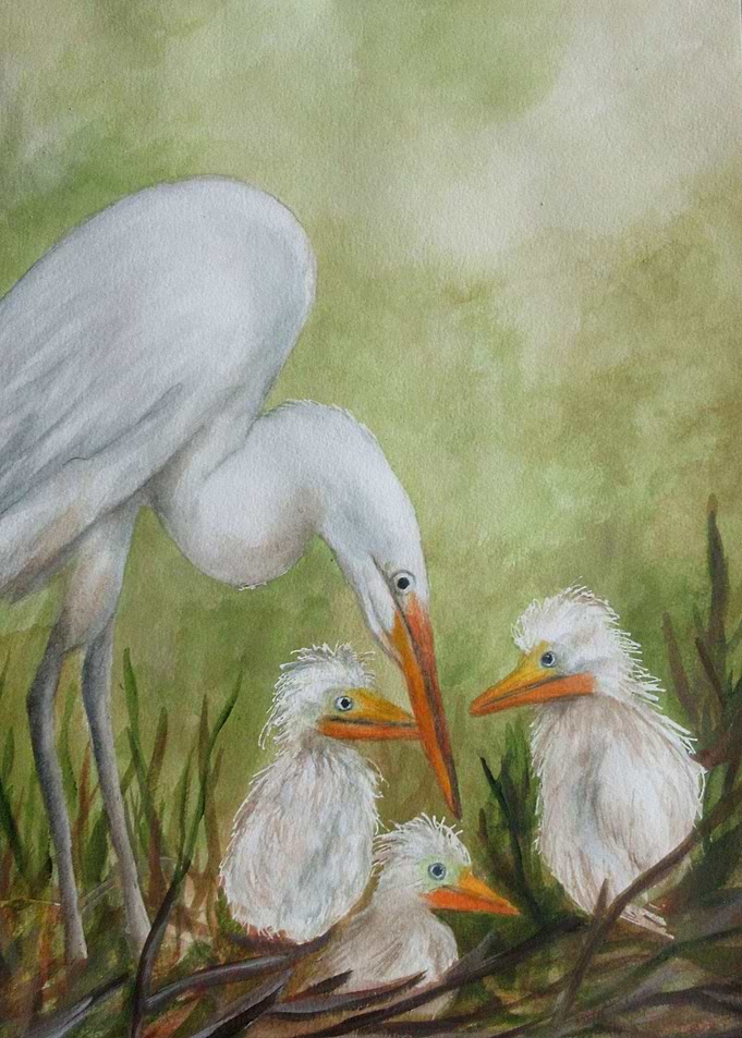 Mama Bird and Babies