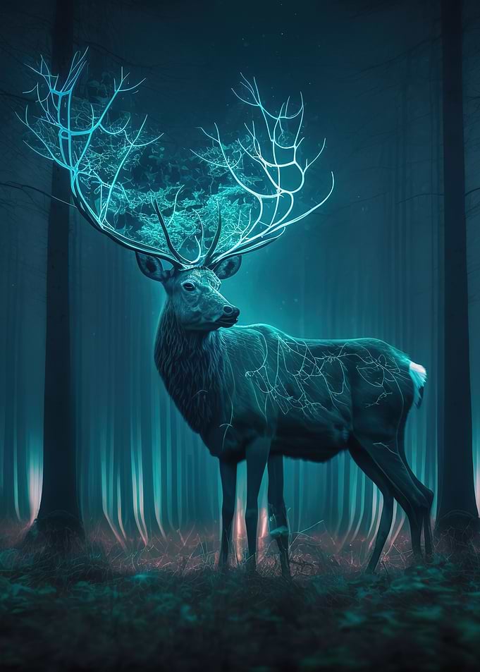 Blue Deer Glowing