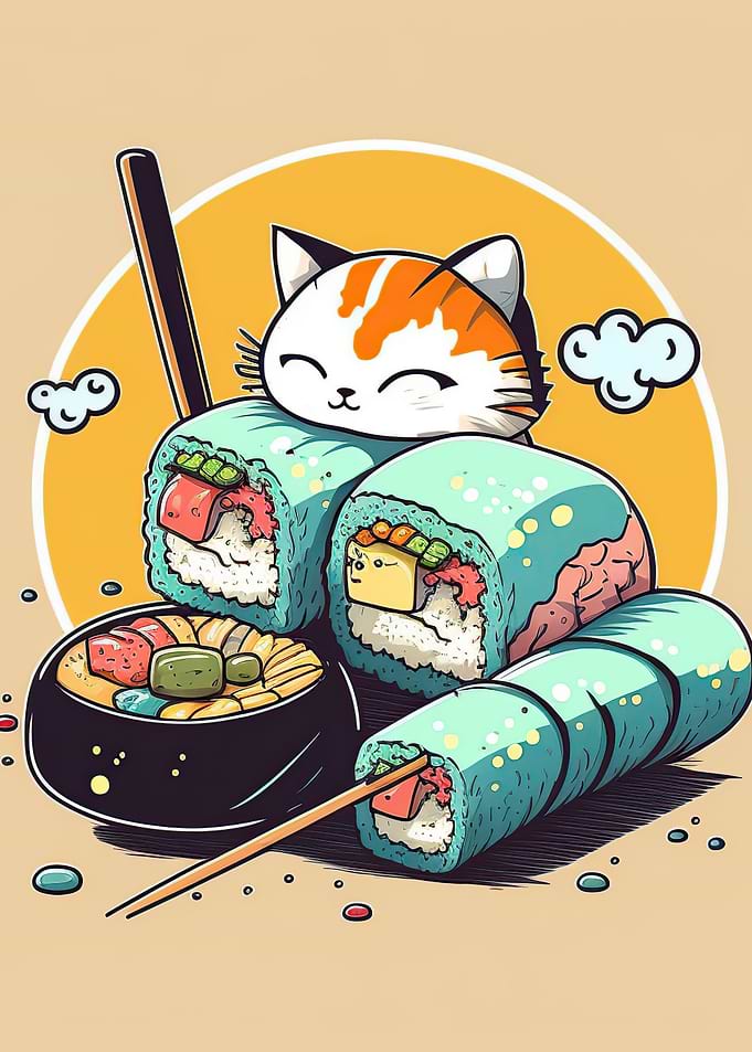 sushi cat chef japan