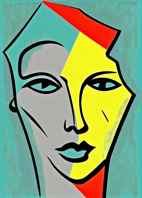 Abstract Face in Color — living room metal wall art