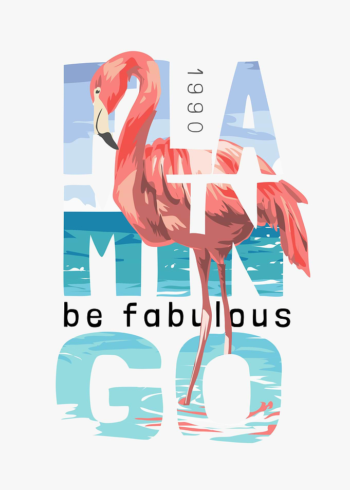 Flamingo on the beach