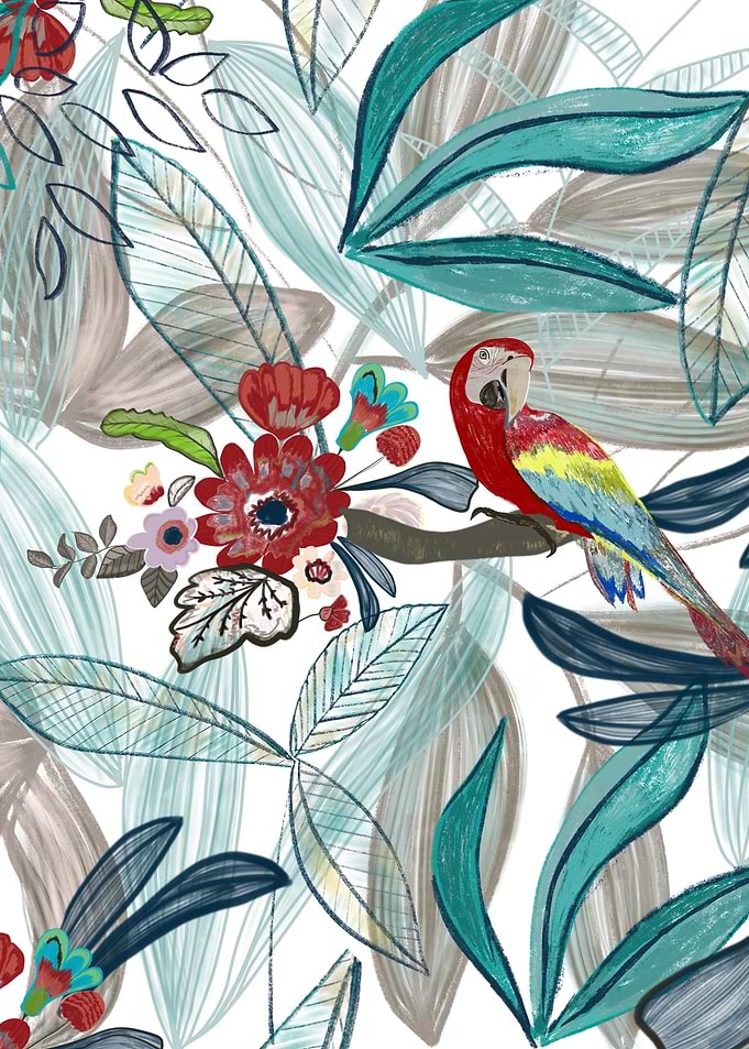 Tropical summer parrot