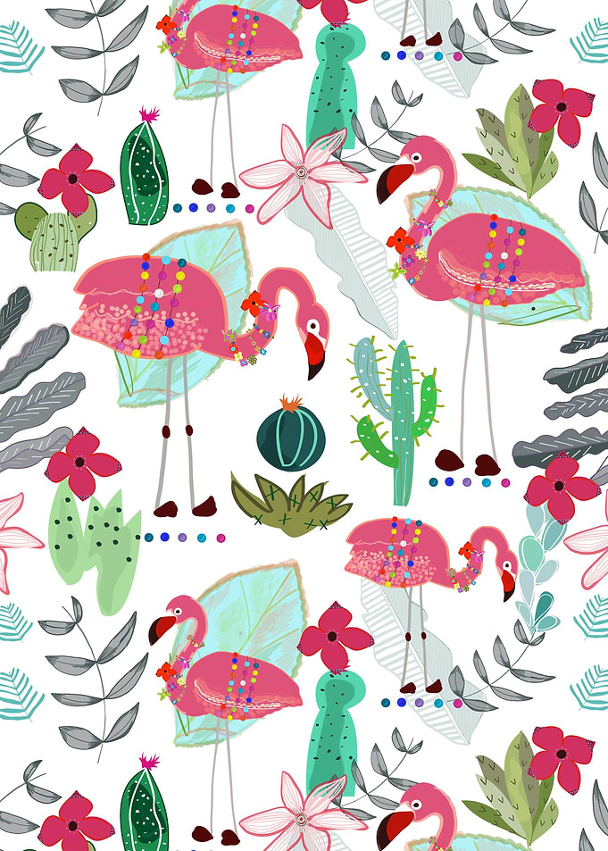Flamingo and cactus