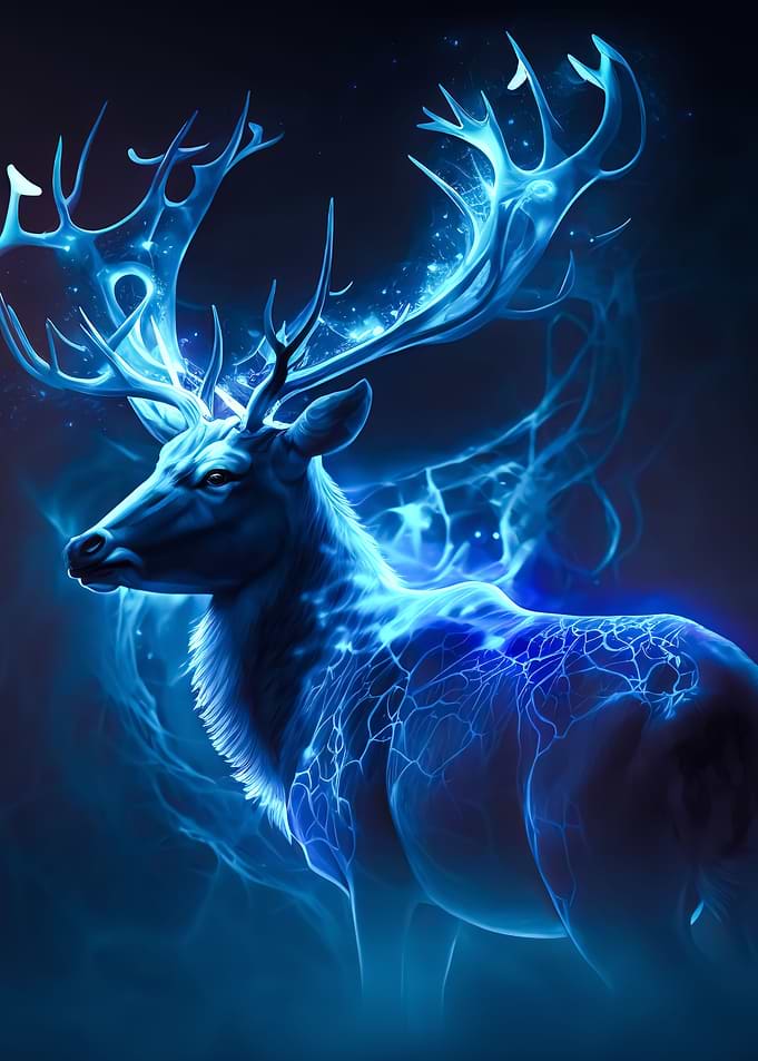 Blue Deer Glowing