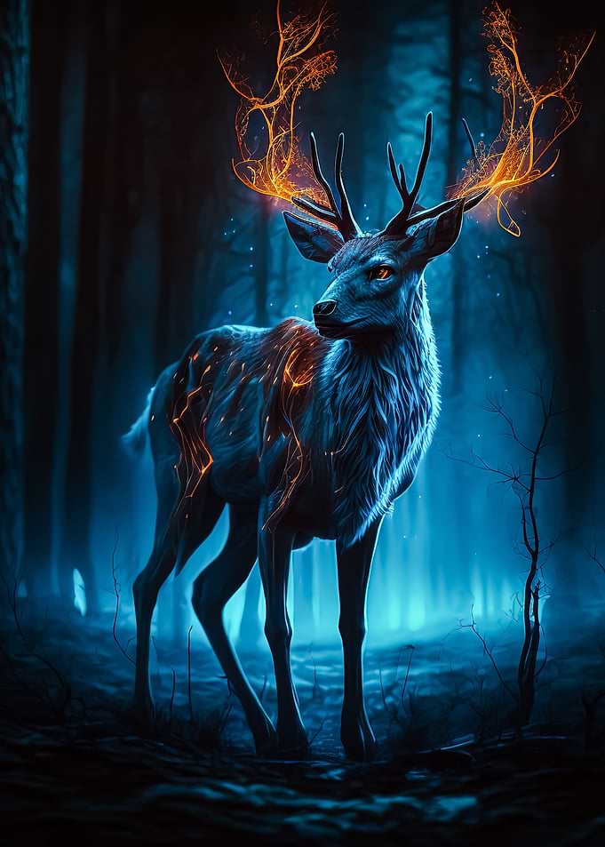 Blue Deer Glowing