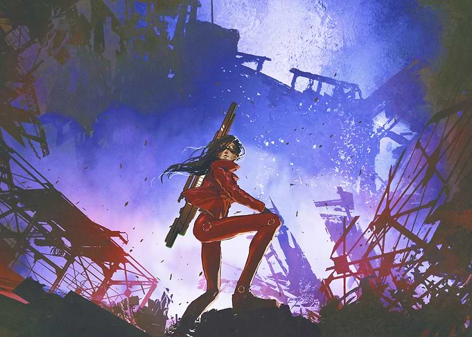 futuristic soldier woman