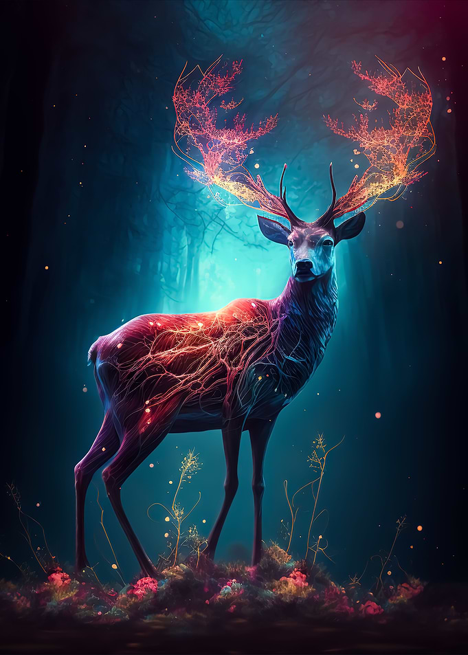Blue Deer Glowing