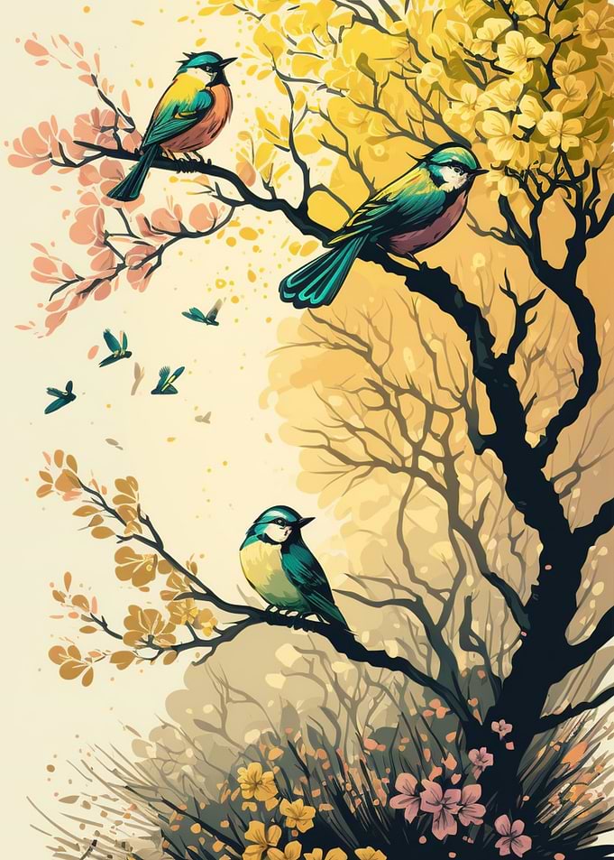 Cute little birds art