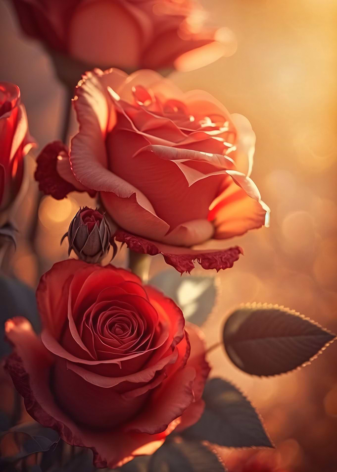 red rose sunlight