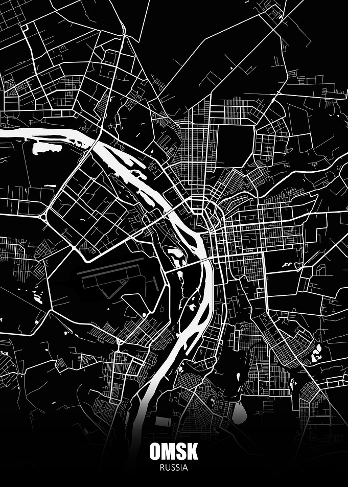 Omsk Russia Dark Map