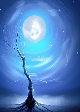 tree and moon abstract