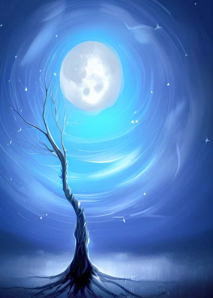 tree and moon abstract