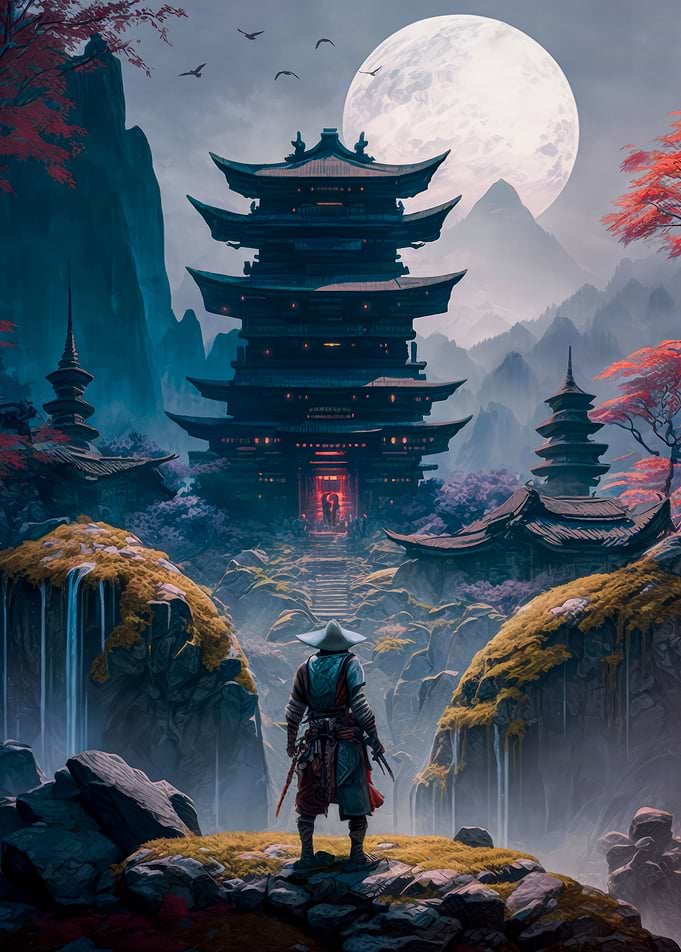 Ninja Approaches Temple