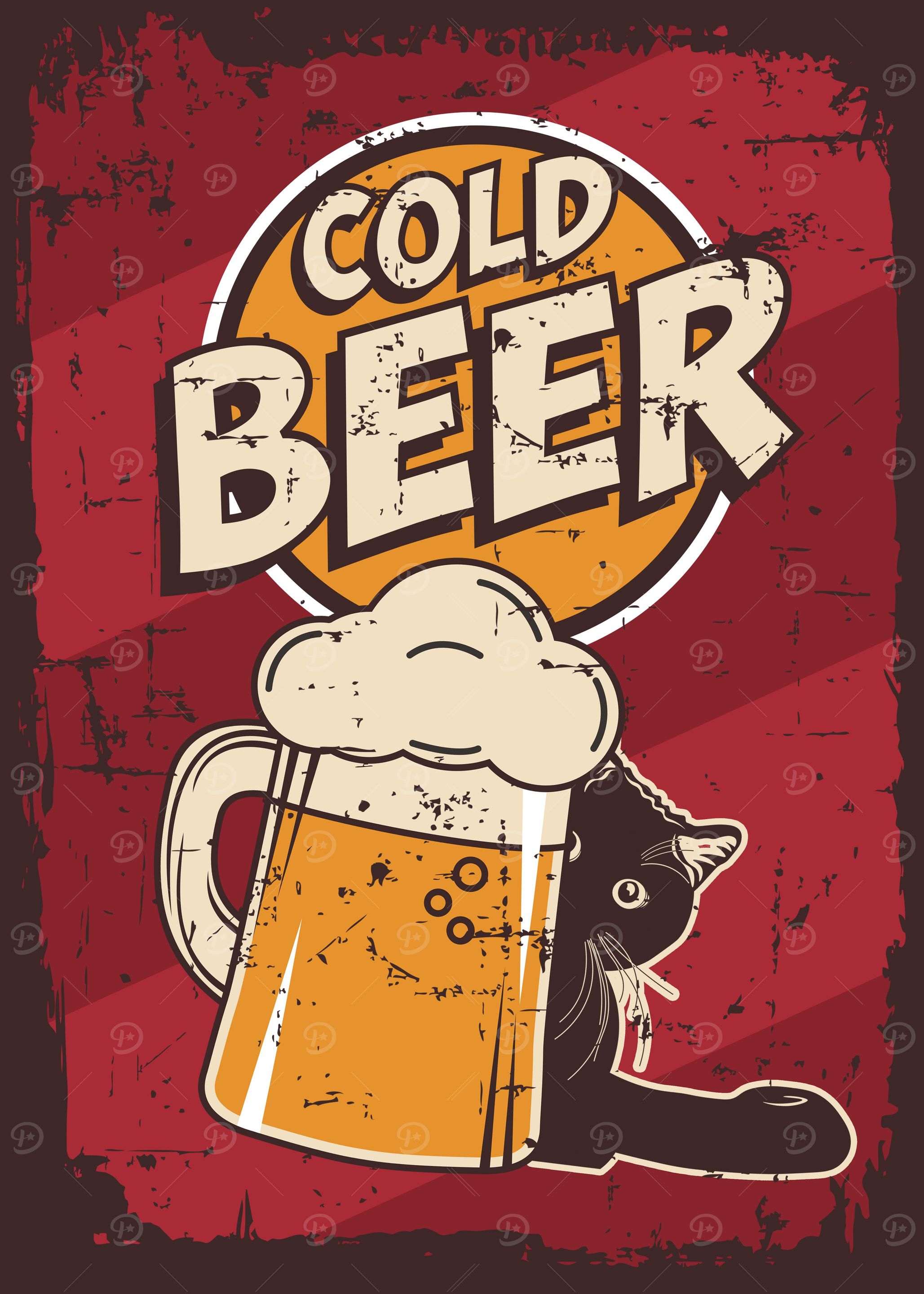 Drunk cat cold beer