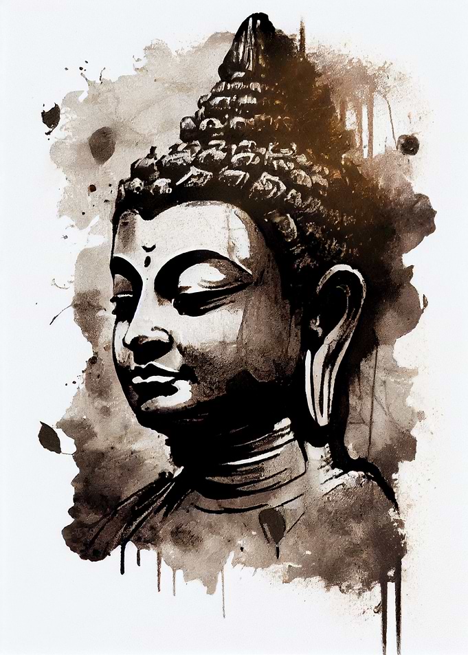 Mindful Buddha Ink Wash