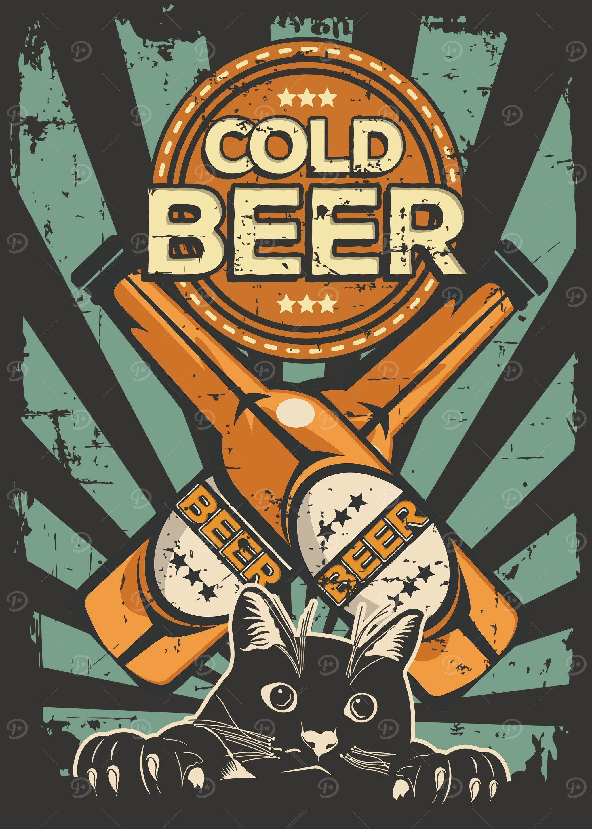 Cat Cheers Cold Beer