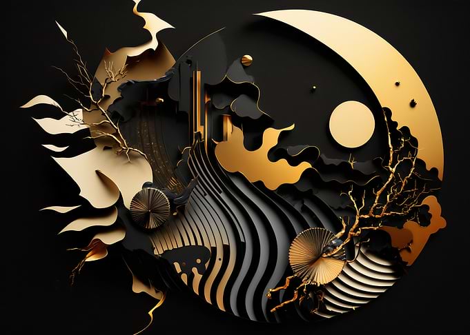 Abstract art gold black 3