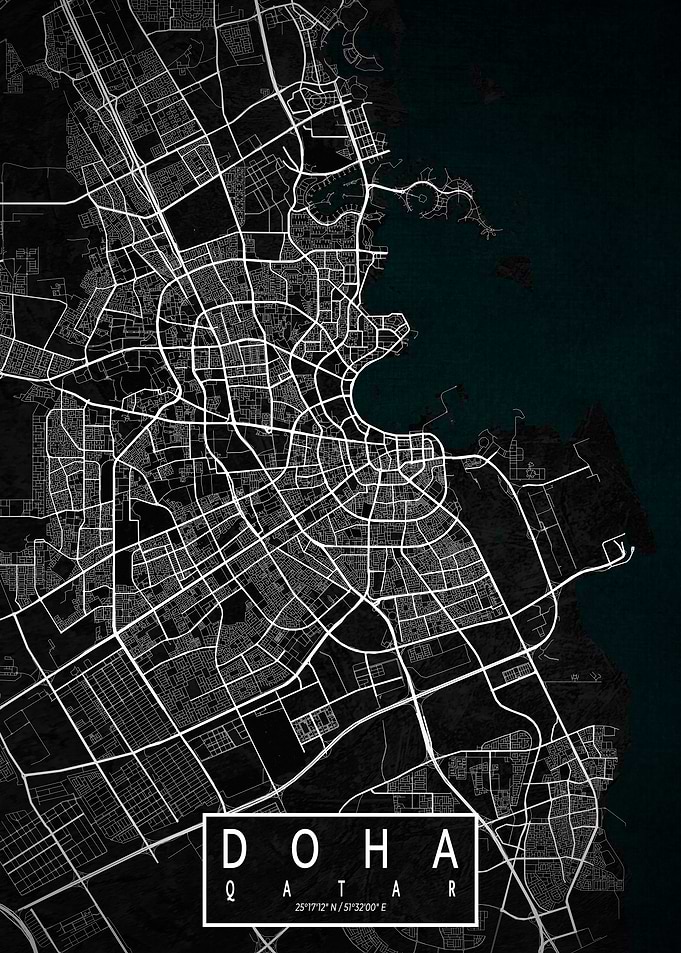 Doha City Map Dark