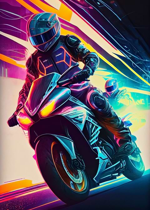 Cyberpunk Biker — metal poster wall art