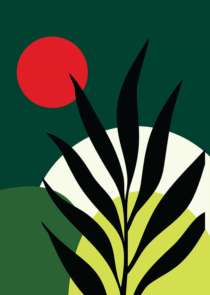 VASE OF TROPICAL PLANT