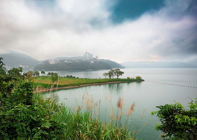 Oil Painting Sun Moon Lake