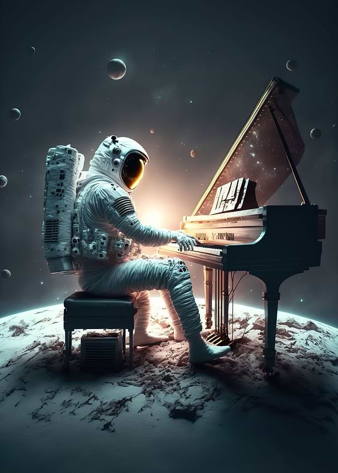 Piano in space